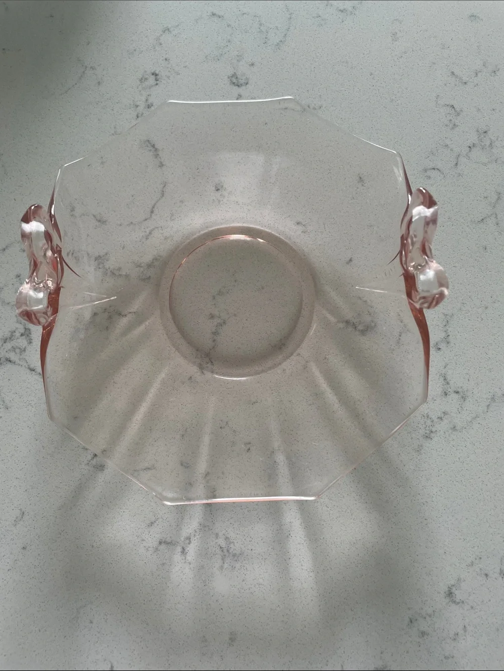 Pink glass dish.